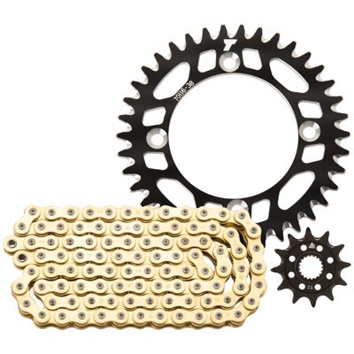 Tusk Alloy Kit & Gold X-Ring Chain Black Rear Sprocket For Honda TRX 250R - Bild 1 von 3
