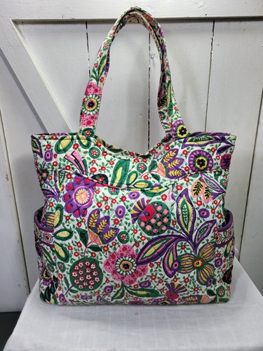 Vera Bradley Handtasche Blumen Schultertasche Beuteltasche Viva La Vera Paisley gesteppt 90er