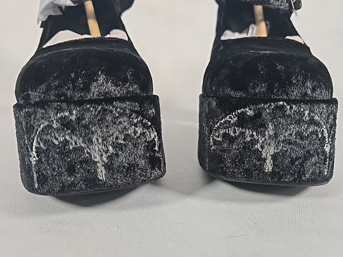 KOI Lady Menace Grunge Crushed Velvet Heels Black Gothic Spikes BNIB UK 8 - Bild 16 von 23