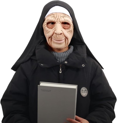 Máscara de monja de San Francisco de Asís, máscara facial de látex para ancianos para Halloween... - Imagen 6 de 6