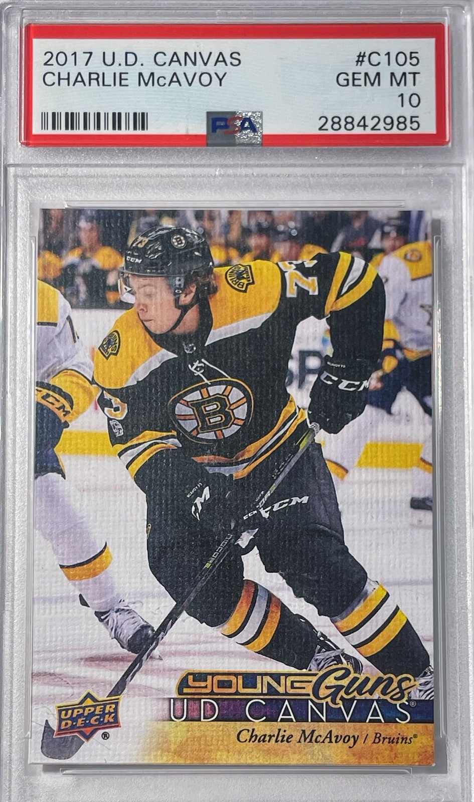 2017-18 Charlie McAvoy Upper Deck Young Guns Canvas Rookie PSA 10 #C105 Bruins