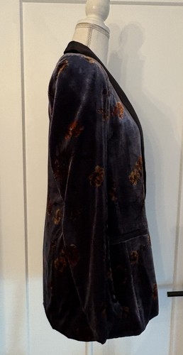 Anthropologie Cartonnier Damen-Smokingjacke Samt Blumenmuster Blazer Größe 4 - Bild 8 von 13