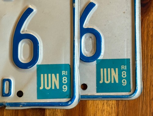 Rhode Island License Plates Blue Border Anchor QJ-216 Matching Set 1989 Stickers - Picture 3 of 5