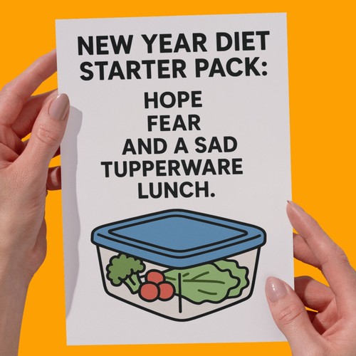 Funny Rude New Year New You Diet Card For Him Her Friend Man Woman Birthday Card - Picture 2 of 8