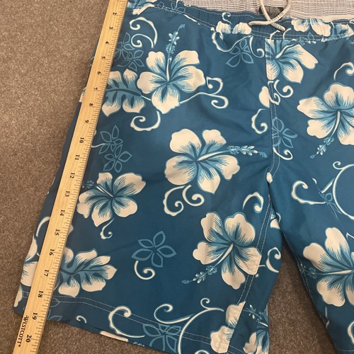 Tommy Hilfiger Blue Tropical Drawstring Beach Swim Trunks Shorts Mens Size Large - Picture 4 of 11