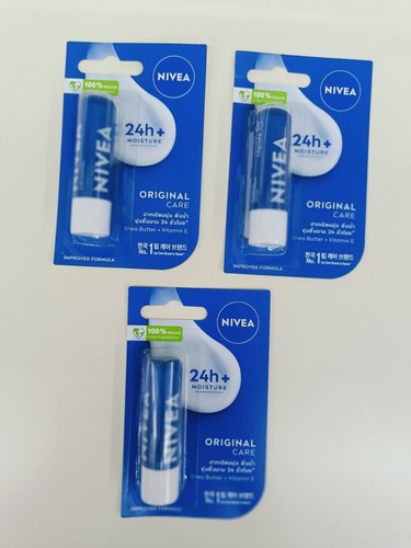 3X Nivea Original Care Caring Long Lasting Moisturising Lip Balm 4.8g - Picture 2 of 8