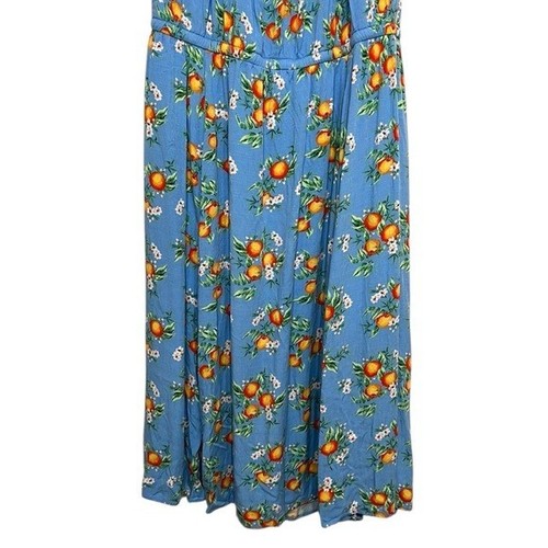Torrid Maxi Dress Woman’s Size 4X Blue Fruit Floral Double Slits Pockets Summer - Picture 8 of 10
