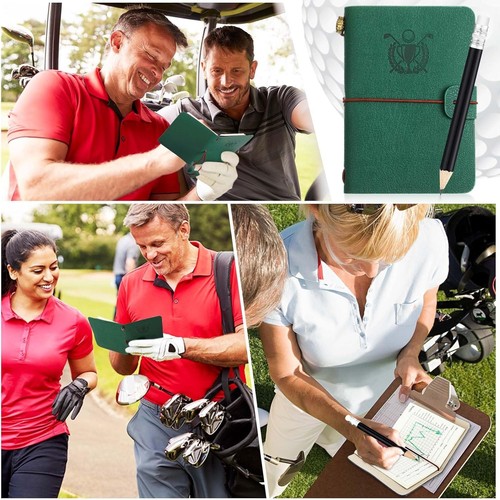 Libro de tarjetas de puntuación de golf Yexiya con lápiz cuaderno de cuero verde - Imagen 5 de 7