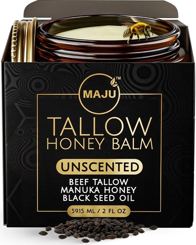 MAJU Tallow Honey Balm 2oz Unscented Face Moisturizer Deep Hydration - Picture 3 of 11