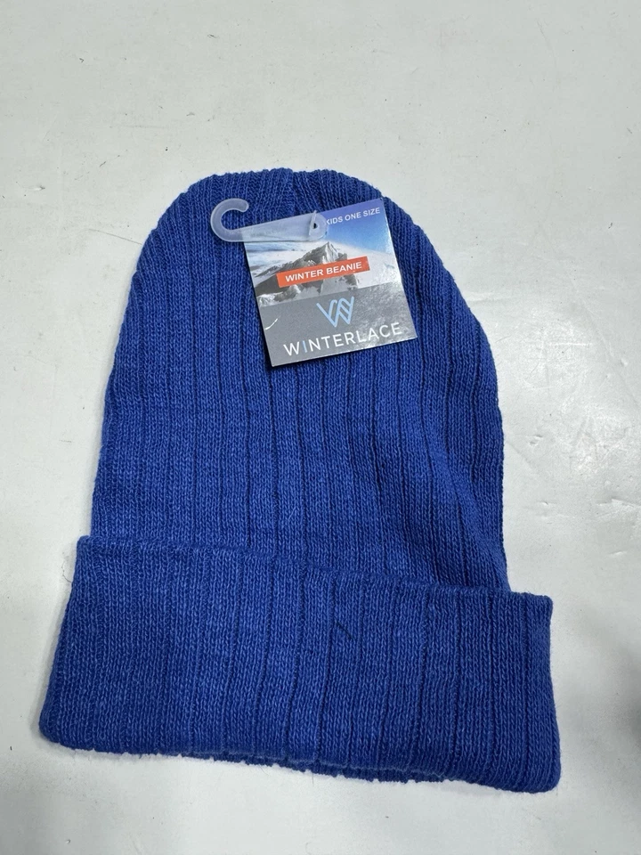 Winterlace Blue Youth Kids Winter Acrylic Beanie NWT - Image 4 of 4