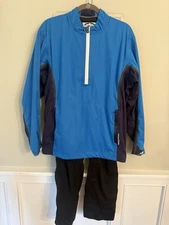 Sun Mountain Monsoon Mens Medium Royal Black Jacket & Cirque Golf pants EXCELENT