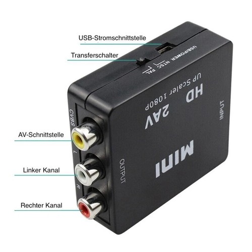 Convertidor compuesto HDMI a RCA audio video CVBS AV adaptador HD TV 1080P FHD - Imagen 4 de 17