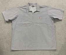 Ben Davis Shirt Mens 2XL Blue White Hickory Stripe Half Zip VTG 90s USA Chicano
