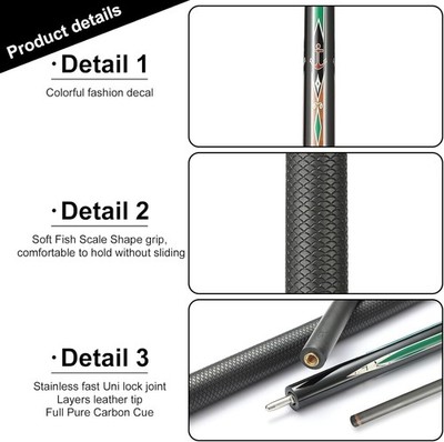 CROWN ME Carbon Fiber Pool Cue Stick, 12.5mm Tip Soft Grip