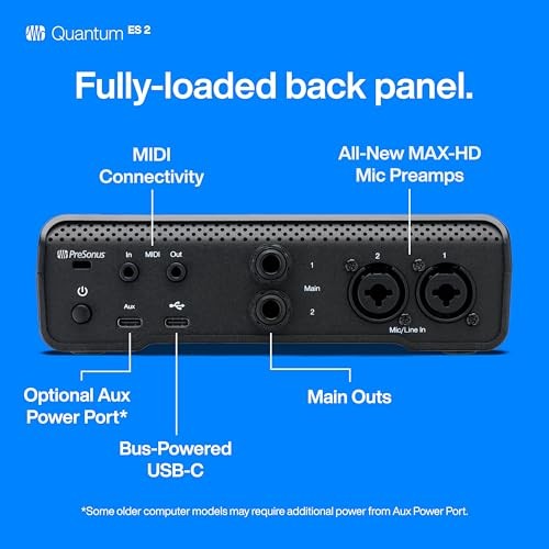 PreSonus Quantum ES 2 2 x 2, 24-bit / 192 kHz USB-C Audio Interface Includes 6 M - Picture 4 of 7