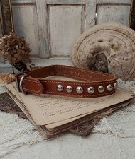 Vintage Brown Leather Studded Dog Collar