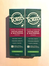 2 X Antiplaque & Whitening Toothpaste, Fluoride Free, Spearmint 4.5oz EXP3/2026v