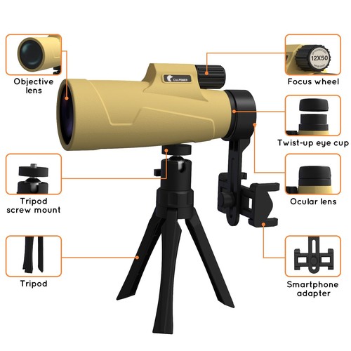 12x50 Monocular Telescope High Powered for Adult - Compact Zoom HD Monocular ... - Bild 6 von 7