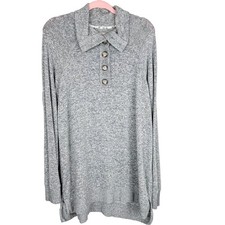 Saturday Sunday by Anthropologie Tunic Sweater Button Front Gray