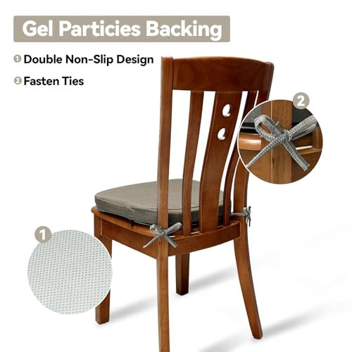 Chair Cushion with Ties for Dining Chairs Memory Foam Thick Kitchen Chair Pad - Picture 3 of 7