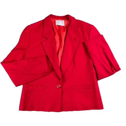 Vintage 70's Pendleton Wool Blazer Bright Red Women's Size 10 Petite USA Made - Picture 1 of 19