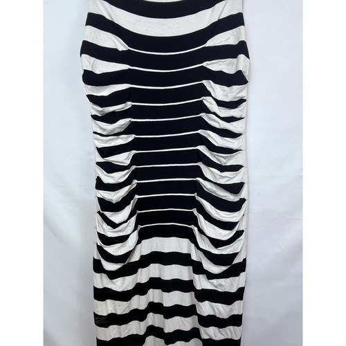 Betsey Johnson Bodycon-Schlupfkleid Damen 10 schwarz/weiß gestreift Colorblock gerafft - Bild 10 von 10