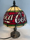 Vintage Coca-Cola Tiffany Style GLASS Stained Glass Style Shade Lamp 15” Coke