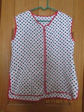 Vintage Cotton Polka Dot Black Red Mid-length Smock Zipper Apron