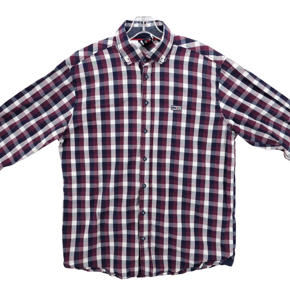 Camisa de hombre HELLY HANSEN manga larga con botones a cuadros 100 % algodón talla XL Foto 3 de 4