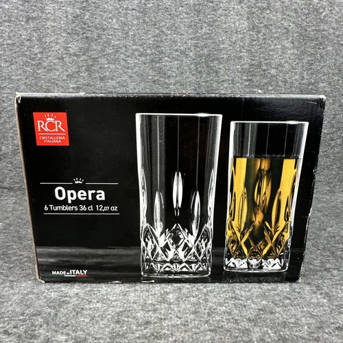 RCR “Opera” Luxion Crystal Glass Tumblers (11.83 OZ) Set of 6 OPEN BOX - Picture 6 of 11