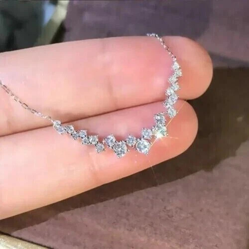 Damenanhänger 2 kt Rundschliff Lab Created Diamant 14 Karat Weißgold vergoldet Silber - Bild 1 von 4