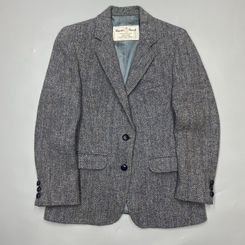 VINTAGE Harris Tweed Blazer Women 8 Brown Handwoven Scottish Wool Jacket USA