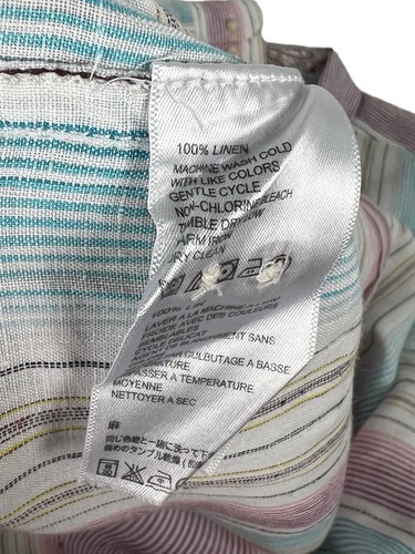 Tommy Bahama Mens Large Shirt 100% Linen Long Sleeve Striped Multicolor EUC - Picture 10 of 10
