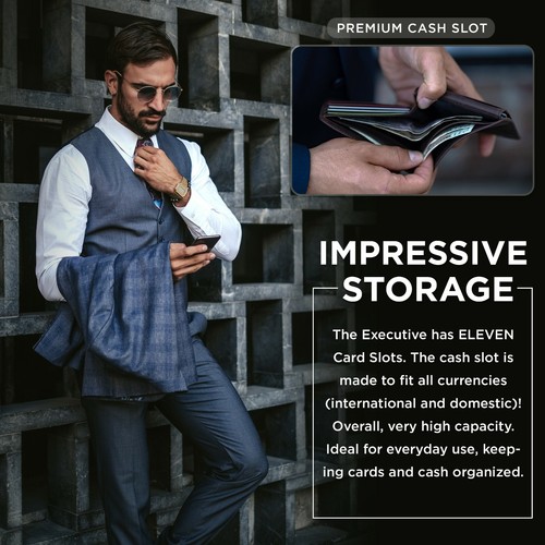 SERMAN BRANDS 2 Ausweisfenster Geldbörse für Männer RFID-Schutz Leder, Doppelfaltung oben Flip - Bild 35 von 48