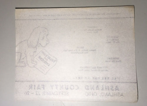 1950s Ashland County Fair Felt Placemat Restaurant Souvenir Table Ohio F Avalon - Picture 3 of 5