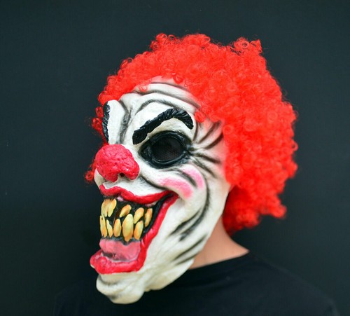 Scary Halloween Clown Mask Evil Easy Costume Realistic Latex with Hair - Picture 38 of 199