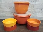 2 Tupperware Mixing Bowls/lids 270 ORANGE 271 RED, 4 Little Wonders 1286 NO LIDS