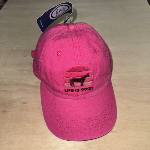 Life Is Good Pink Horse Sunset Baseball Cap Hat NWT