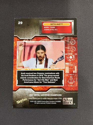 2021 Skybox Metal Universe Champions #29 Seth Avett Musician - Picture 2 of 2