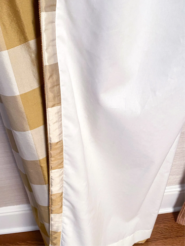 CUSTOM COWTAN & TOUT PAIR PLAID SILK CURTAIN PANELS-3 SETS AVAILABLE - Picture 7 of 11