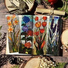 Floral Stained Glass Bookmarks (Flower Transparent Clear Bookmark, Book Lover)
