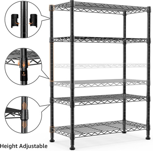 Adjustable Storage Shelf Heavy Duty 4-Tier Steel Organizer Wire Shelves Rack 53" - Picture 2 of 9