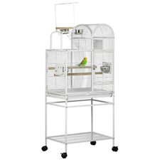 Large Parrot Cage w/ Toy Hooks, Perch, Rolling Stand - For Cockatiels, Lovebirds