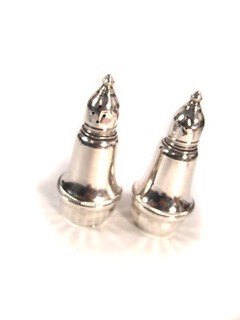 Vintage Pair Weighted DUCHIN STERLING FORMAL SALT & PEPPER CASTERS 4 Inches