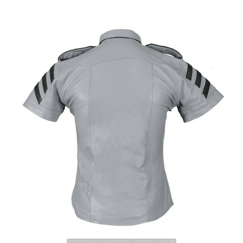 Men's Genuine Soft Lambskin Leather Shirt Half Sleeve Biker Grey Slim Fit Shirt - Picture 2 of 4