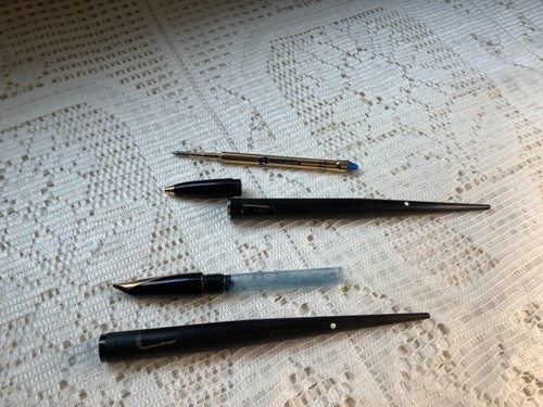 Sheaffer Vintage SL14 Double Desk Set-Imperial Cartridge and Ball-White Dot Pens - Picture 8 of 12