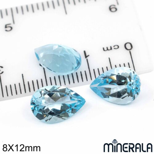 NATURAL SKY BLUE TOPAZ GEMSTONE FACETED PEAR SHAPE 5x7mm-13x18mm WP002BD - Picture 5 of 8