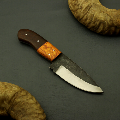 Custom hand Forged Railroad Spike Carbon Steel Fixed Blade Skinner Knife Sheath - Picture 3 of 9