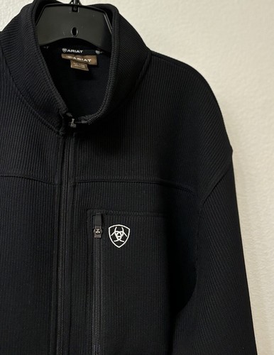 Mens Ariat Black Jacket Ribbed Full Zip Soft Shell Size XXL - Picture 5 of 11