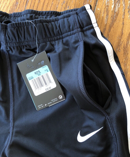 NWT Black Dri Fit Nike Track Pants with White Stripe Boys Small Medium or Large - Picture 2 of 4